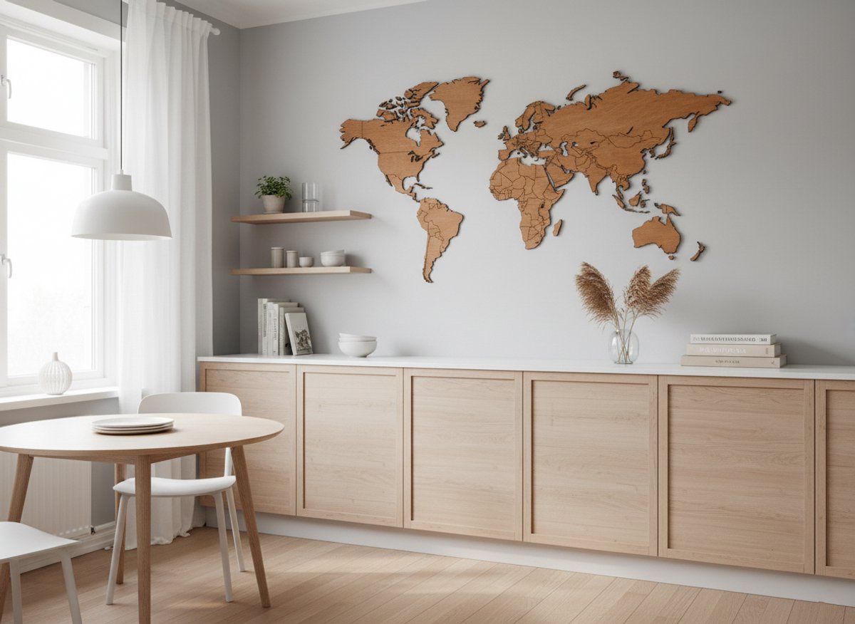 Houten   Groot PREMIUM | DUURZAAM HOUT - Warme kleur - Landkaart - 170 x 85 CM - Wanddecoratie - Muurdecoratie- Design